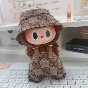 Adorable Lububu Brown and Tan Overall outfit with Hat and shoes